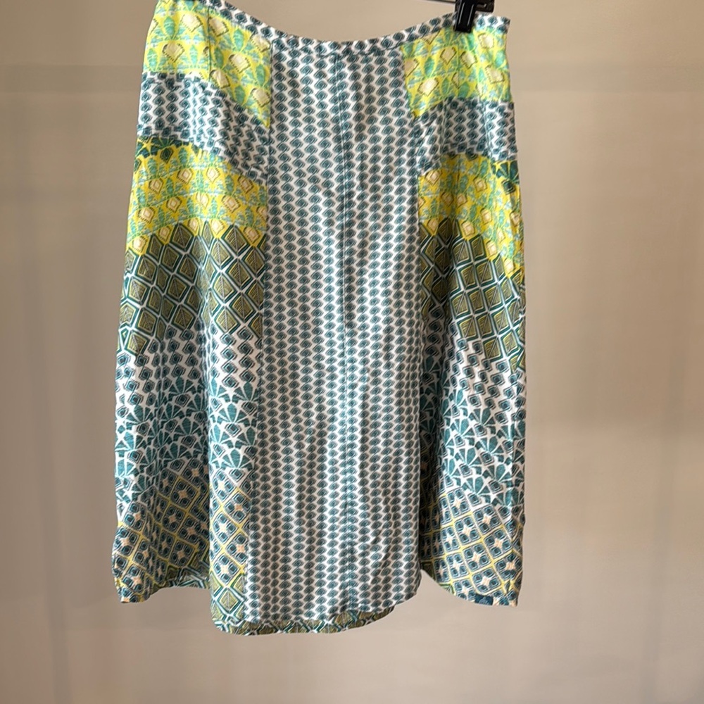 Prana teal, yellow and white Stylish Multicolor Patterned Skirt- size 8